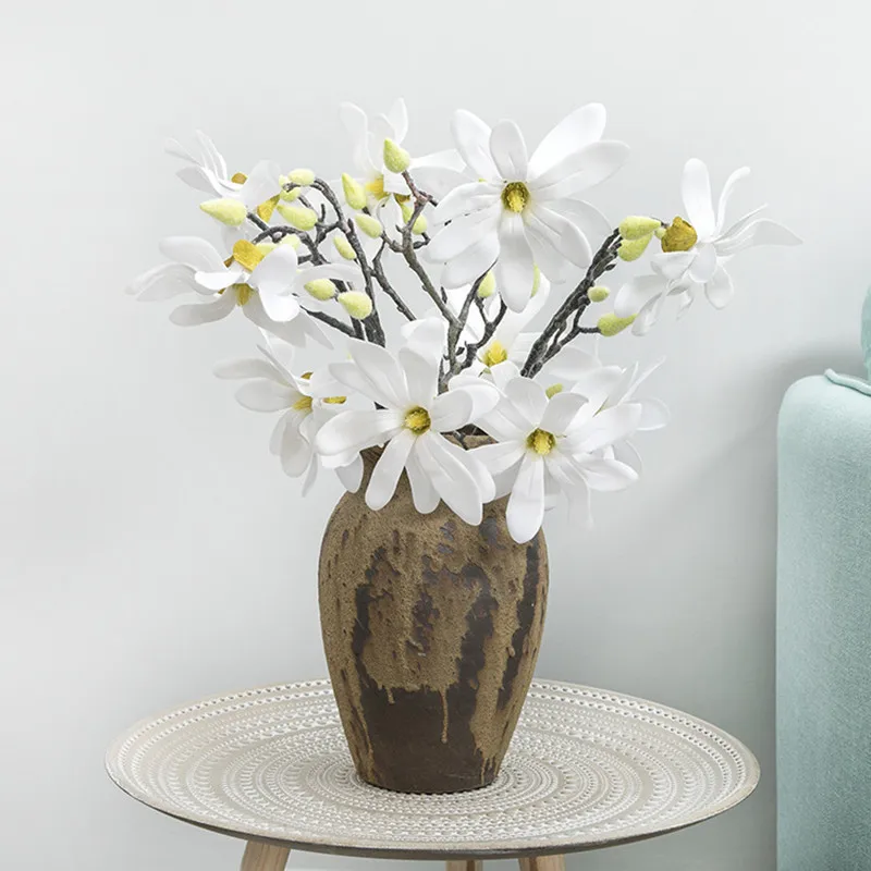 

Real touch high quality Artificial Magnolia flower Home decoration simulation 3D printing color plastic flowers heads fake wedd