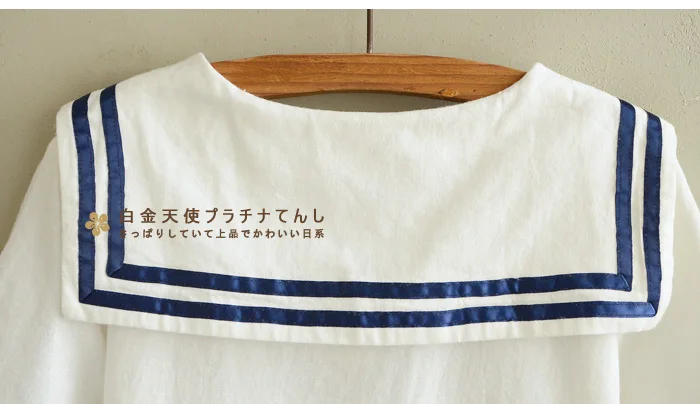 Japanese Mori Girl navy wind stripe streamer short sleeve bow dress female 2018 summer new slim was thin O-neck cotton dressL402 | Женская