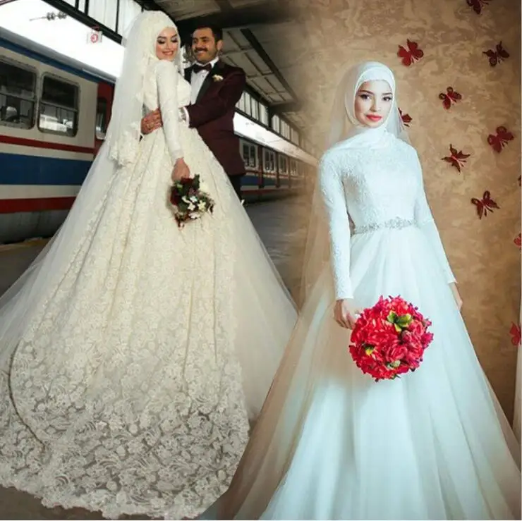 

Женское свадебное платье It's yiiya, винтажное ТРАПЕЦИЕВИДНОЕ ПЛАТЬЕ С Длинным Рукавом и высоким воротником в мусульманском стиле на лето 2019