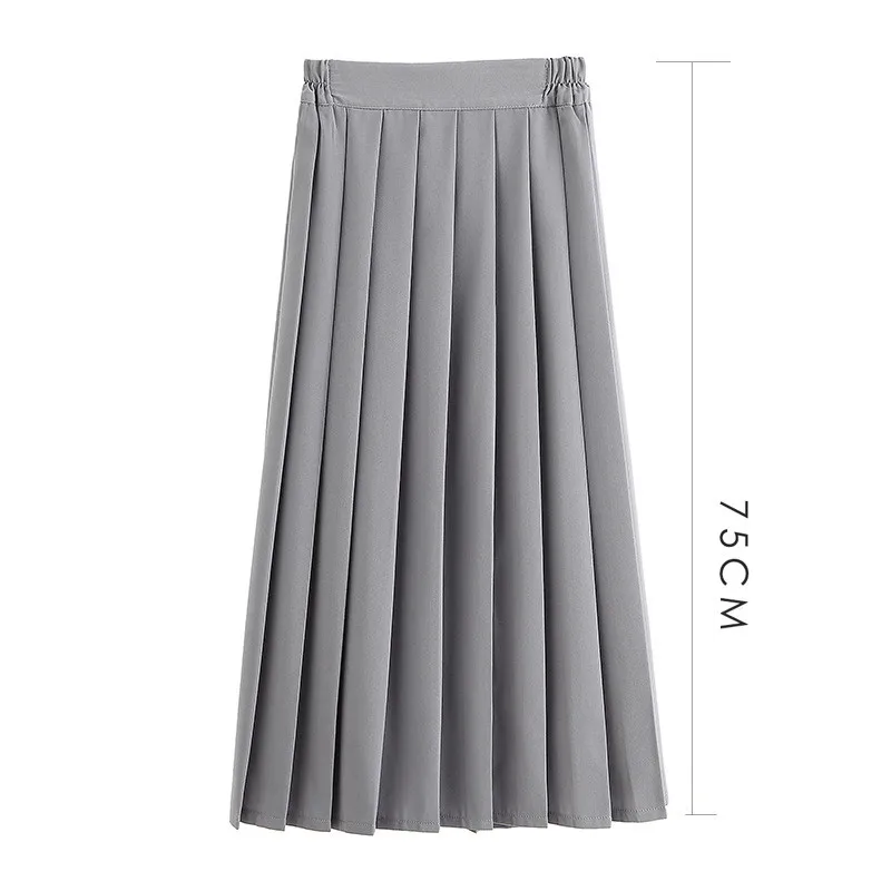 75cm light grey Q27 75 см для женщин JK форма для старшей школы юбка студенческие девушки Harajuku Япония консервативный стиль плюс размер плиссированная Высокая талия плиссированная юбка - Цвет: 75cm light grey Q27