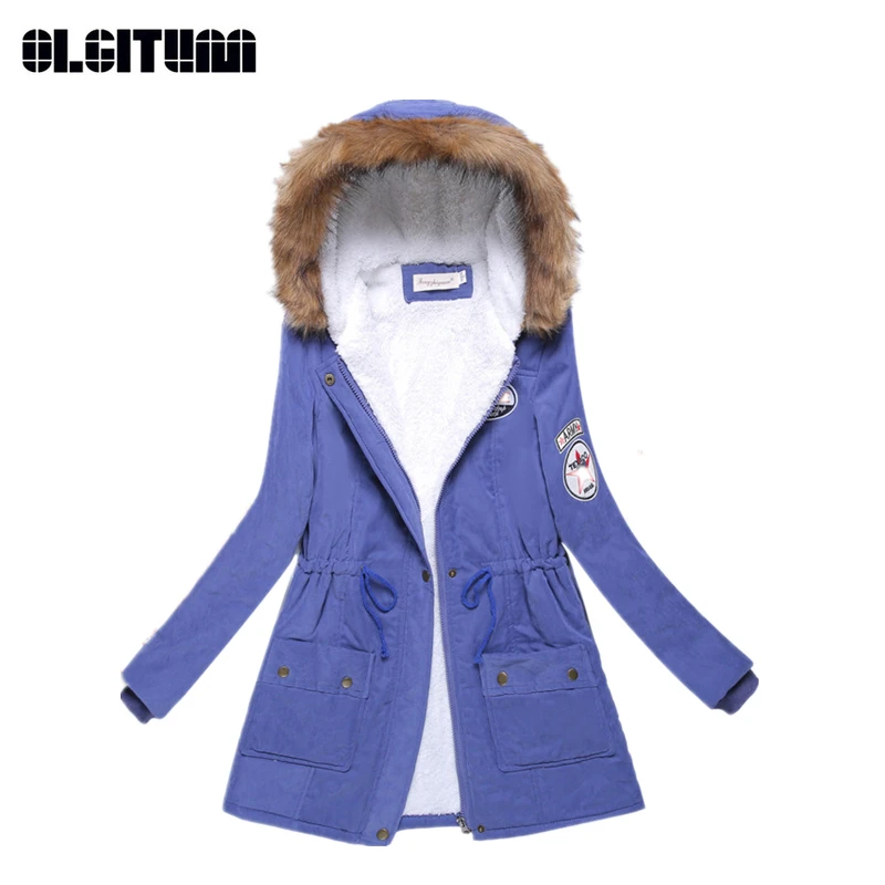 

Winter Women Fashion Casual Hooded Zipper Cotton Coat with Fur Collar and Pocket S-3XL 2020 Long-sleeved Multi-color Outwear