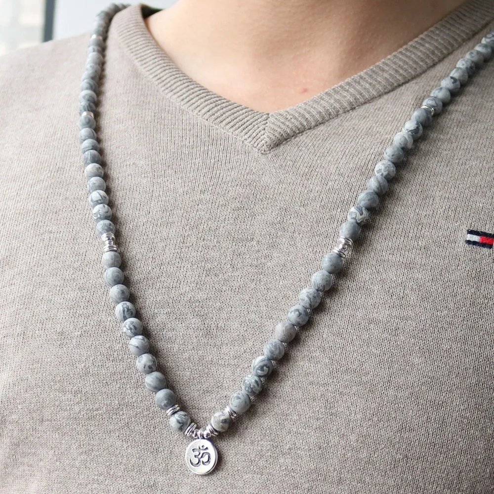 108 браслет из бисера с деревом жизни Будда Лотос Ом медитация астронавт серые