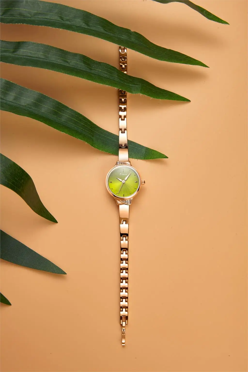 KIMIO красочные кварцевые с бриллиантами часы алый розовый золотой браслет Женское