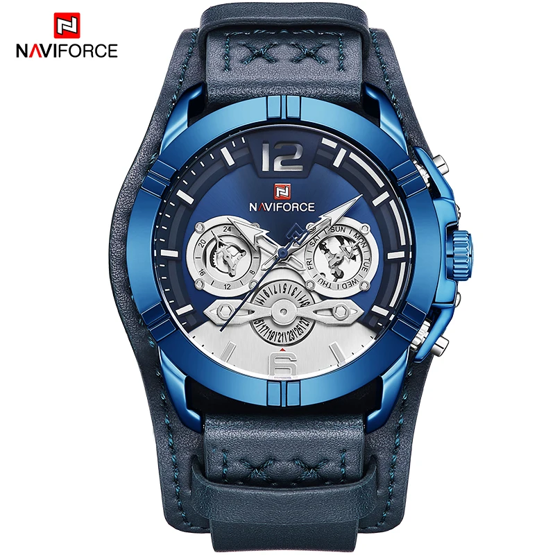 NAVIFORCE мужские спортивные часы модные роскошные бизнес мужские кожаные водонепроницаемые часы Аналоговые кварцевые наручные часы Relogio Masculino