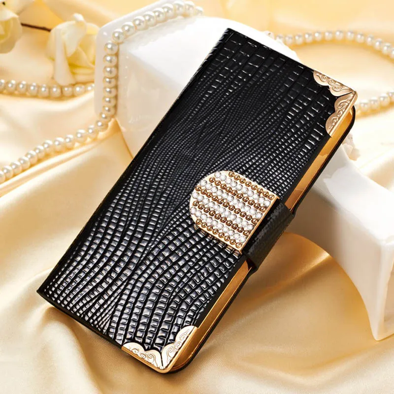 4S чехол бумажник из искусственной кожи и блестящими хрустальными побрякушками