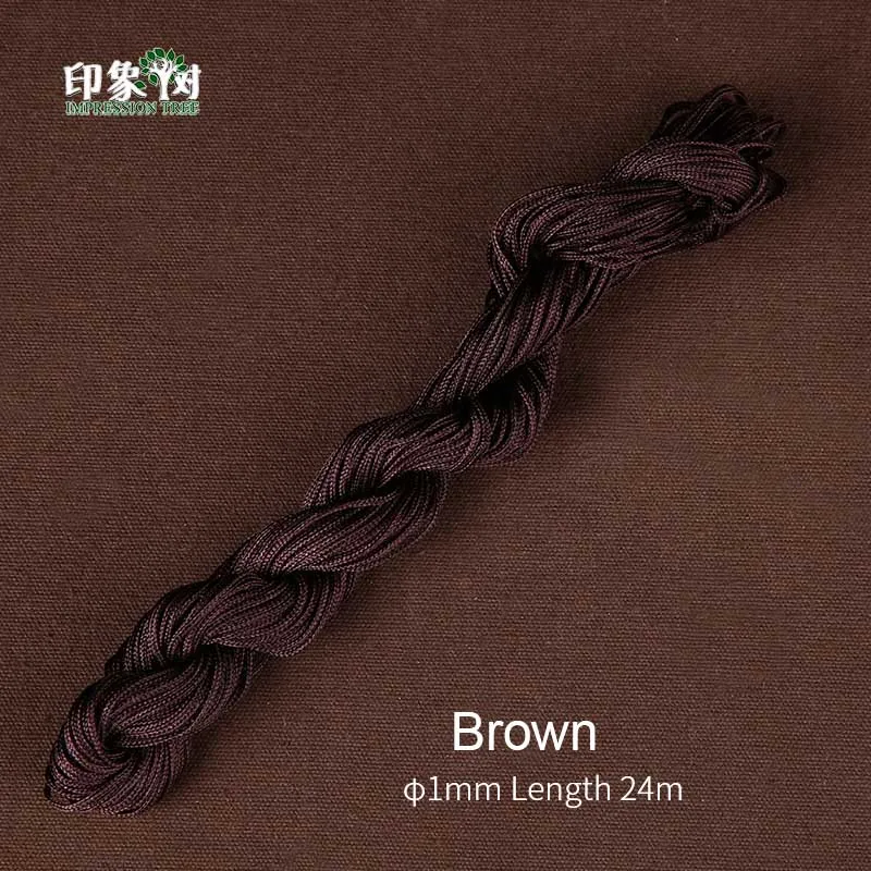 Brown 1 шт. длина 24 м* 1 мм Разноцветные нейлоновые веревки для макраме DIY кисточка браслет для бисероплетения китайские узлы нить для изготовления ювелирных изделий 404 - Цвет: Brown
