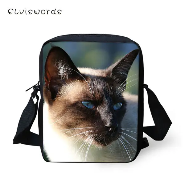 CDWX3082E ELVISWORDS модные женские сумки-мессенджеры с милым животным узором женские сумки через плечо сиамские сумки с принтом кота для путешествий мини-кошелек - Цвет: CDWX3082E