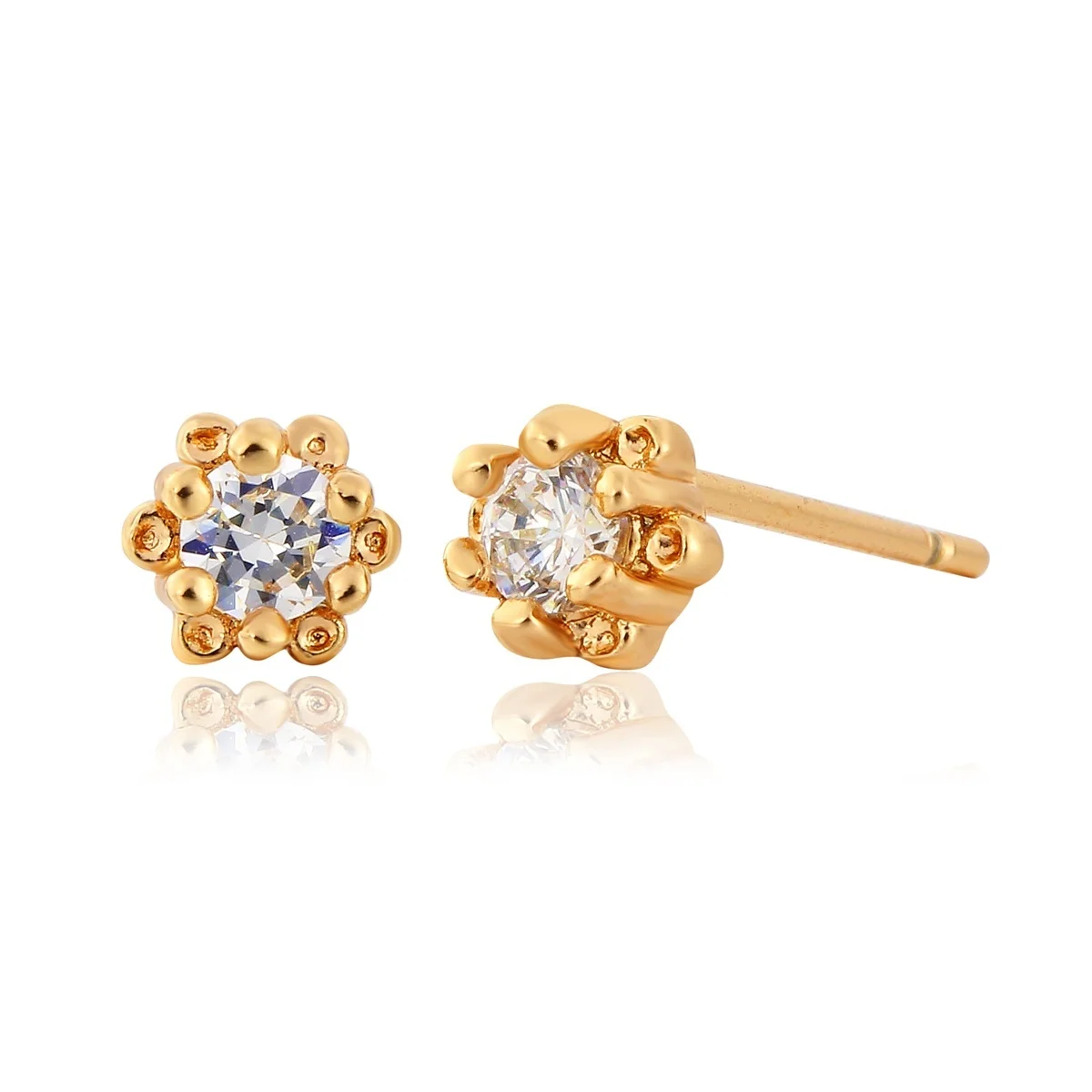 Серьги гвоздики маленькие круглые золотистые с фианитами|colorful stud earings|stud earringsstud