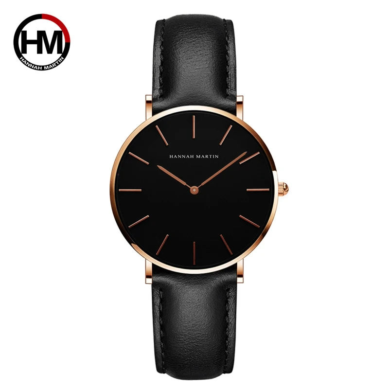 

Hannah Martin Casual Quartz Watch Women 2018 Waterproof Leather Wrist Watches Black Ladies Watches Bracelet Relogio Feminino
