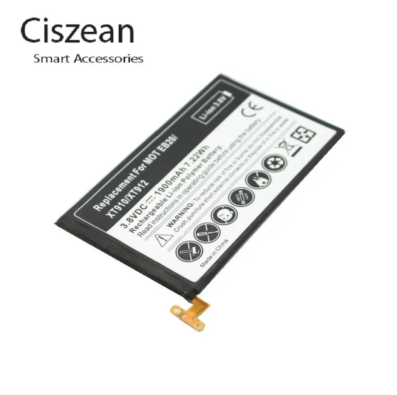 Ciszean 1x1900mAh EB20 Сменный аккумулятор для Motorola Droid RAZR SNN5899 SNN5899A SNN5899B XT910 XT912 T5 Bluetooth HD
