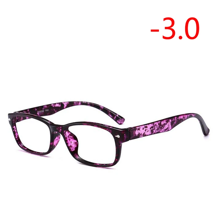 Myopia 300 1,0-1,5-2,0-4,0 квадратные очки для близорукости с градусом женские мужские короткие очки для коррекции зрения TR90 полосатая черная синяя красная Желтая оправа - Цвет оправы: Myopia 300