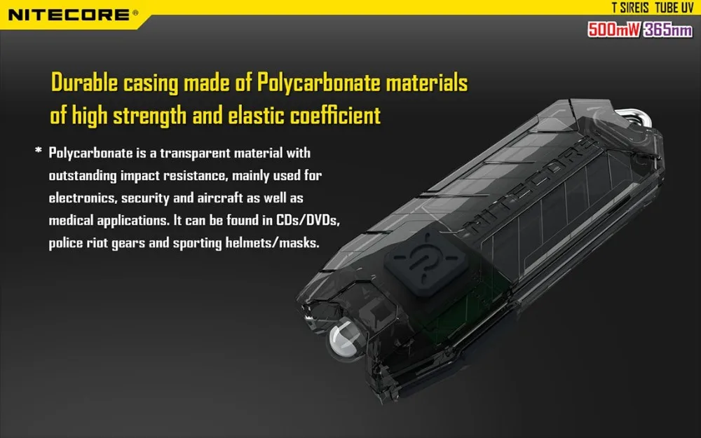 Nitecore трубка УФ Высокая производительность Светодиодный УФ 500 МВт, длина волны 365 нм портативный фонарик