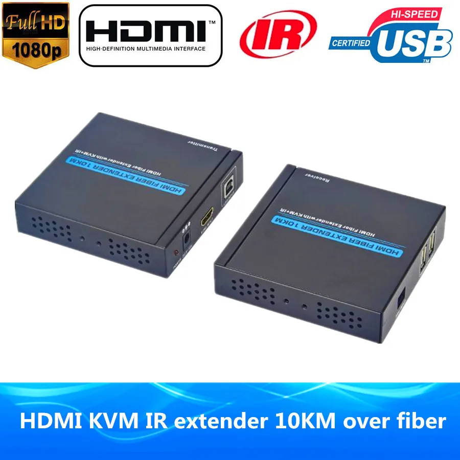1080 P HDMI Волоконно оптический USB Мышь KVM Extender 10 км С ИК и Loop out Оптический Передатчик