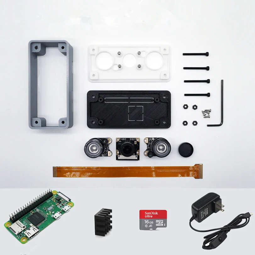 Raspberry Pi Zero W Kit 3D Print Case + 5MP Night Version Camera 32GB SD Card Heat Sink Power Adapter | Компьютеры и офис