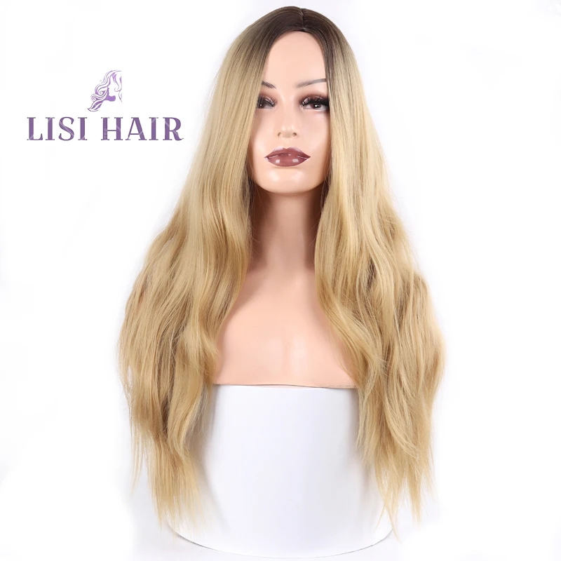 Длинные волнистые волосы LISI Жаростойкие синтетические 26 дюймов для черных/белых