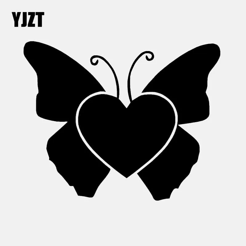 

YJZT 14CM*11.3CM Butterfly Heart Vinyl Decal Car Sticker Decor Black/Silver C24-0210