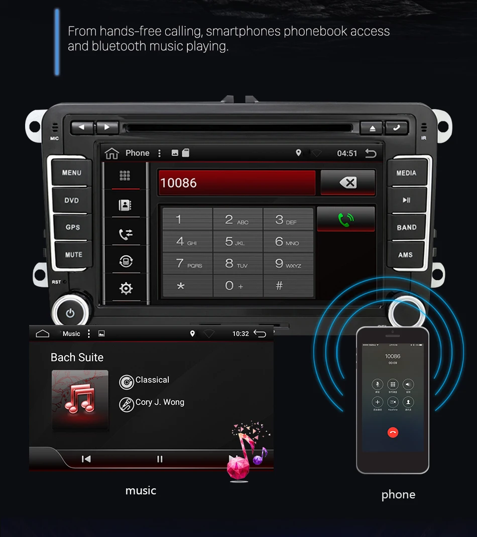 Eunavi 2 Din Android 9,0 автомобильный аудио dvd-плеер радио для VW GOLF 6 Polo Bora JETTA B6 PASSAT Tiguan SKODA OCTAVIA gps навигация