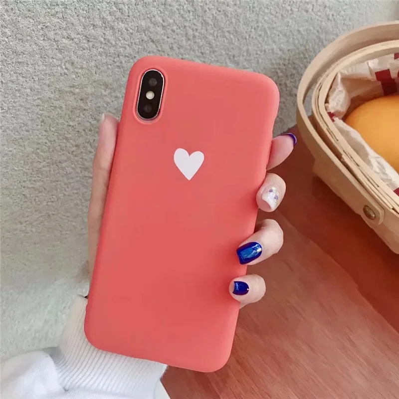 Силиконовый чехол с сердечком для iPhone 7 8 6 6S Plus мягкий ударопрочный из ТПУ X XS Max XR