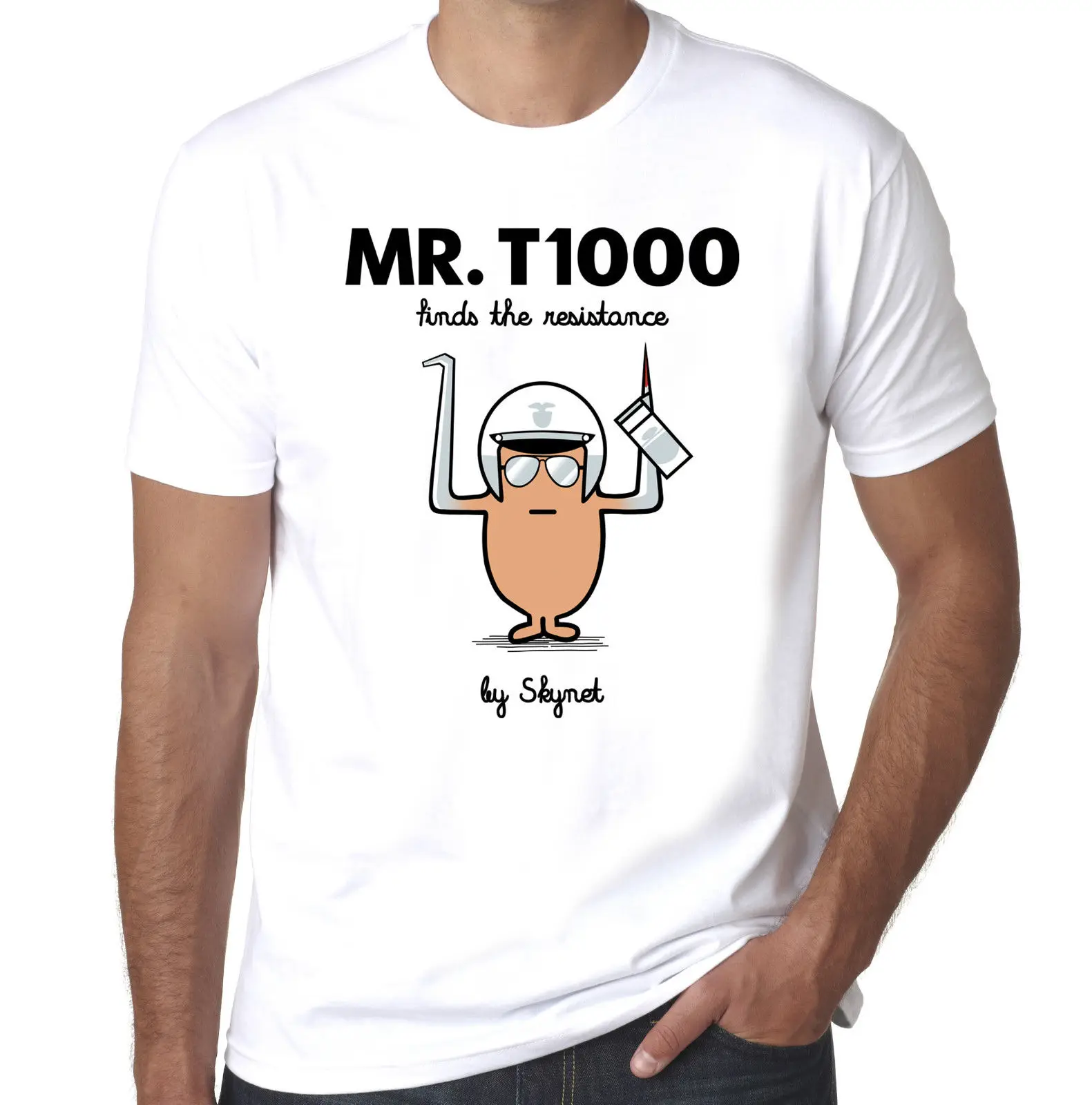 Mr T 1000 Терминатор 2 решение день вдохновил scifi 100% хлопок мужская футболка