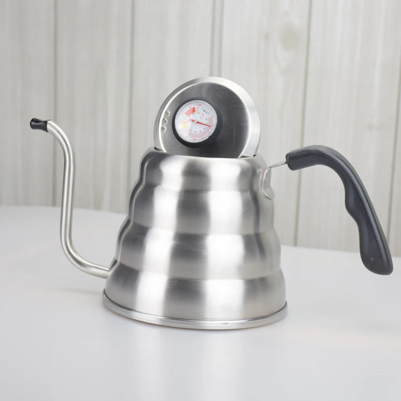 Экологичный кофейник V60 с гусиной шеей и термометром из нержавеющей стали 304 1200 мл