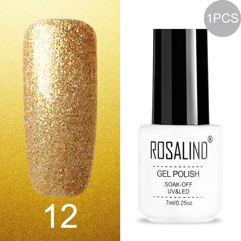 12 ROSALIND Gel Varnish Set For Manicure Hybrid Nail Art Top Coat Primer - Цвет: 12