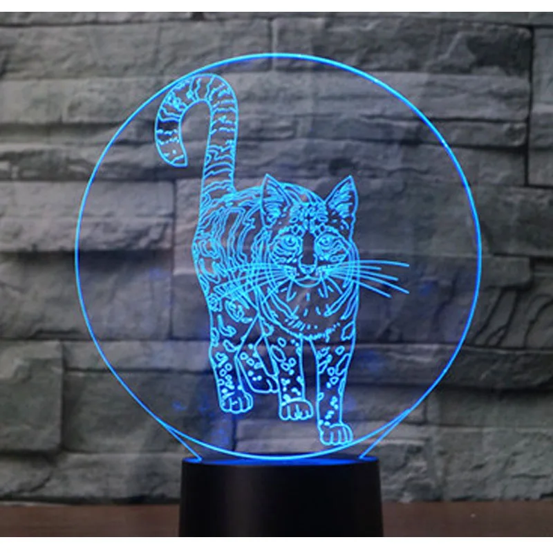 Светодиодный ночник 3D с подставкой в виде кошки лампа для украшения дома