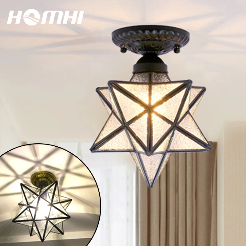 Винтажная потолочная лампа Hexahedrons со звездами хрустальные люстры для коридора