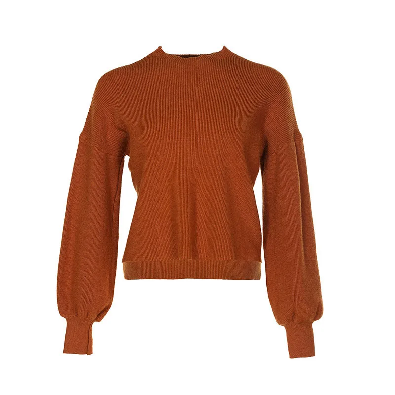 Voobuyla Women Pullover Fashion Lantern Sleeve Sweater and Jumper For Woman 2019 Spring Solid Color Knitting Feminino | Женская одежда