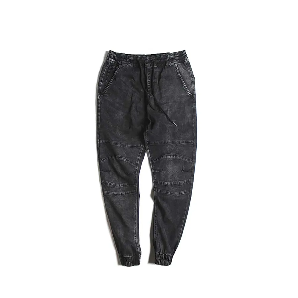 High quality Men Jeans Denim Pants 2019 Vintage Full Length men Solid Elastic Waist Midweight Pencil Men's D43 | Мужская одежда