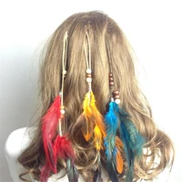 new women girls headdress hair ornaments bb clip feathers indian style feather hair tassel hair piece accessories barrettes