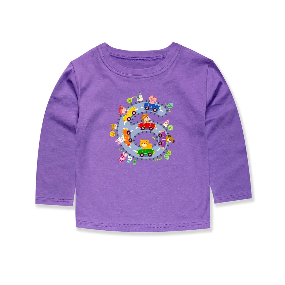 Lucky Six Number T Shirts Baby Tshirts Children Cotton Full Sleeve Summer Spring Autumn T-shirts Clothes | Мать и ребенок