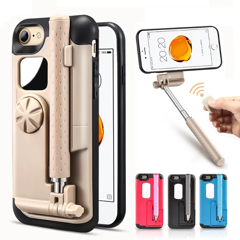 Чехол для iPhone 7 с Bluetooth селфи палка Телефон чехол для iPhone 7 7 plus чехол Coque зеркало coque для Apple iPhone 7 plus чехол