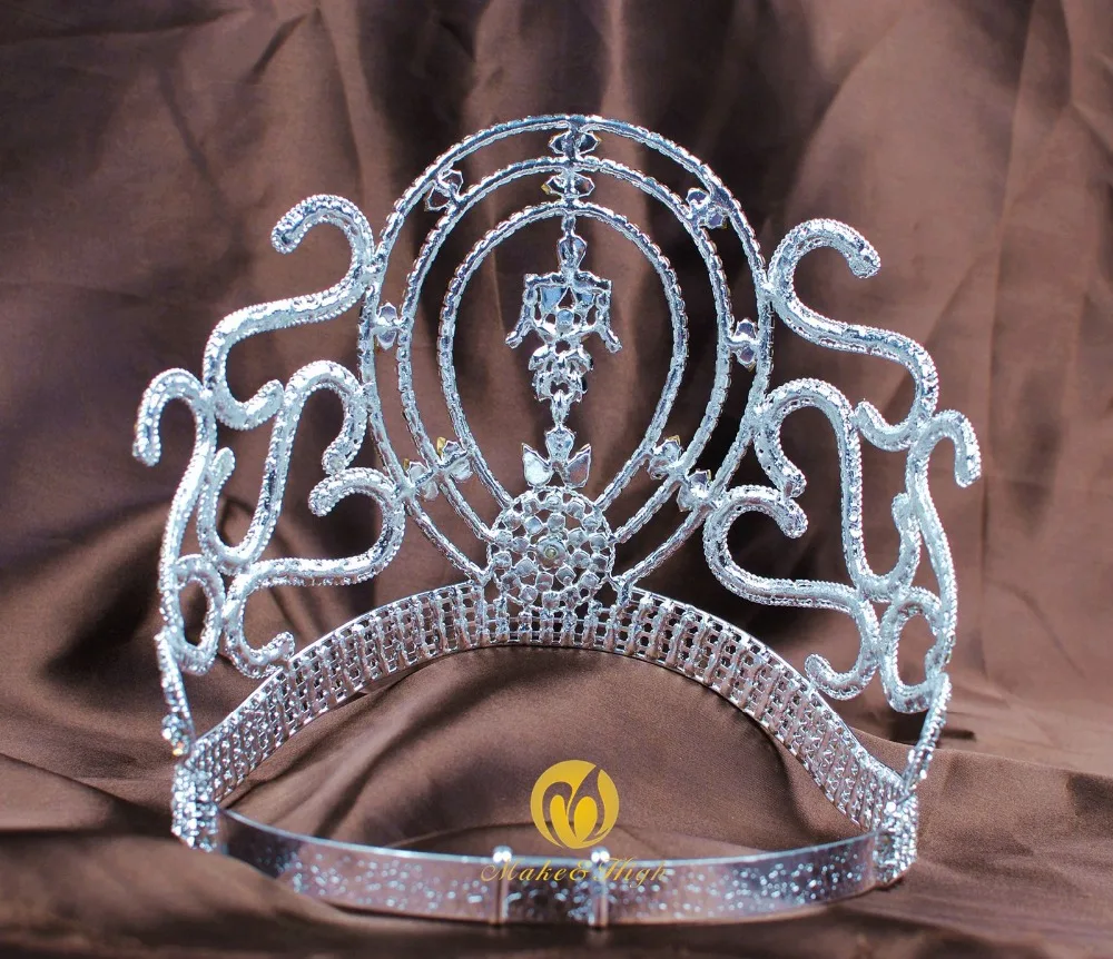 Большая корона волос Miss Beauty диадемы с прозрачными кристаллами Стразы полная