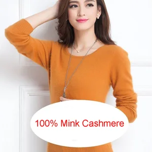 Женский свитер 100% норковая ткань зимние теплые свитера с круглым вырезом Женский пуловер Горячая Распродажа норковая кашемировая одежда