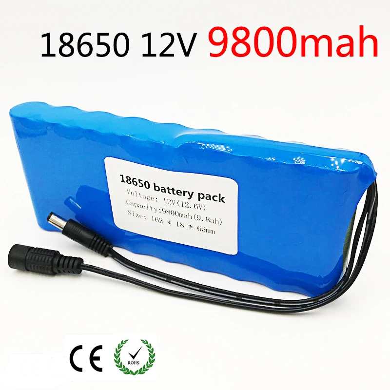 Akumulator 12v аккумулятор литиионый 18650 bms 9.8AH Портативный Перезаряжаемые Batteres DC 11 1 V 12V