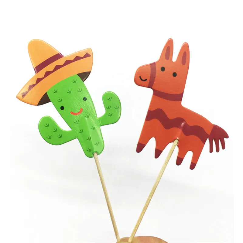 24 шт мексиканский стиль DIY Кактус Пони лошадь Торт Топперы свадебное украшение