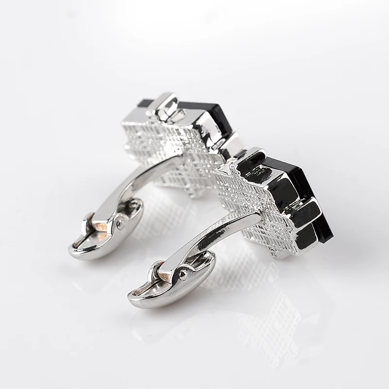 Запонки мужские с большими черными кристаллами свадебная рубашка в современном