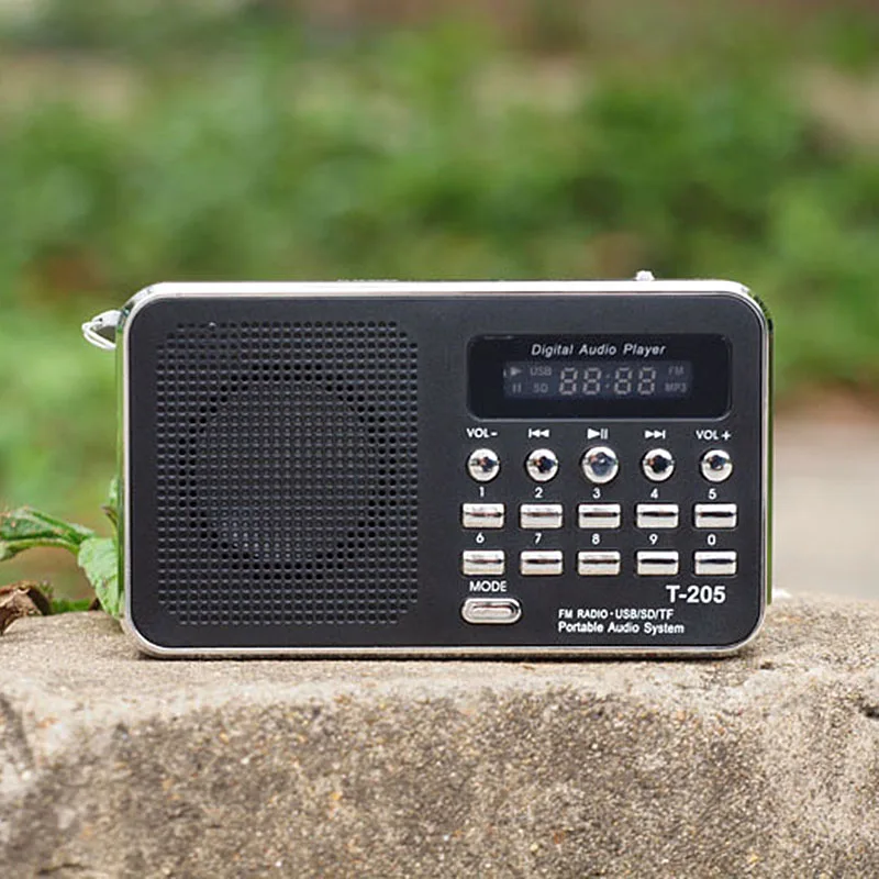 Портативный fm радиоприемник T 205 Hi Fi Колонка для карт цифровая мультимедиа MP3
