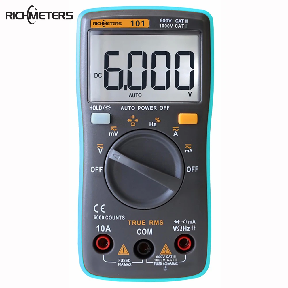 

RICHMETERS 102 Mini Multimeter LCD Digital Multimetro For Volt Amp Ohm Tester Back light Meter Voltmeter Ammeter