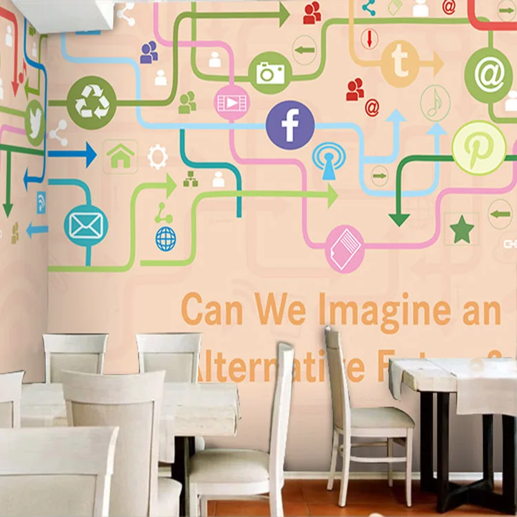 

3D photo wallpaper Personalized minimalist science and technology mark wallpaper Cafe KTV leisure bar kindergarten mural