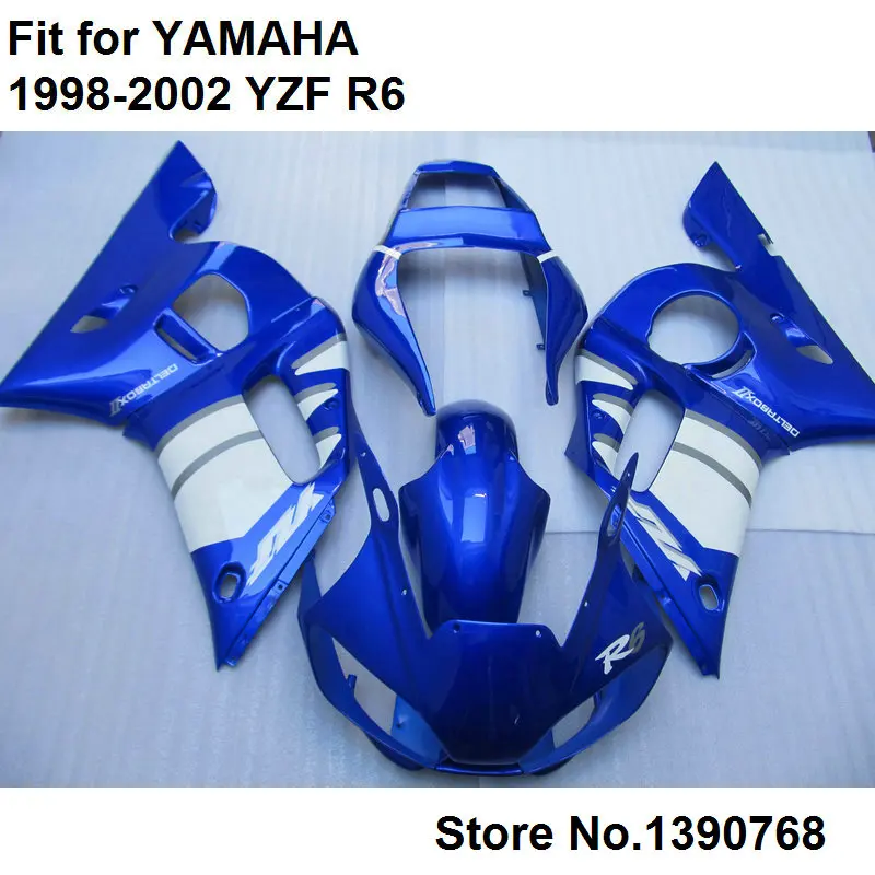 Комплект обтекателей для Yamaha YZF R6 98 99 00 01 02 синие белые детали кузова обтекатели