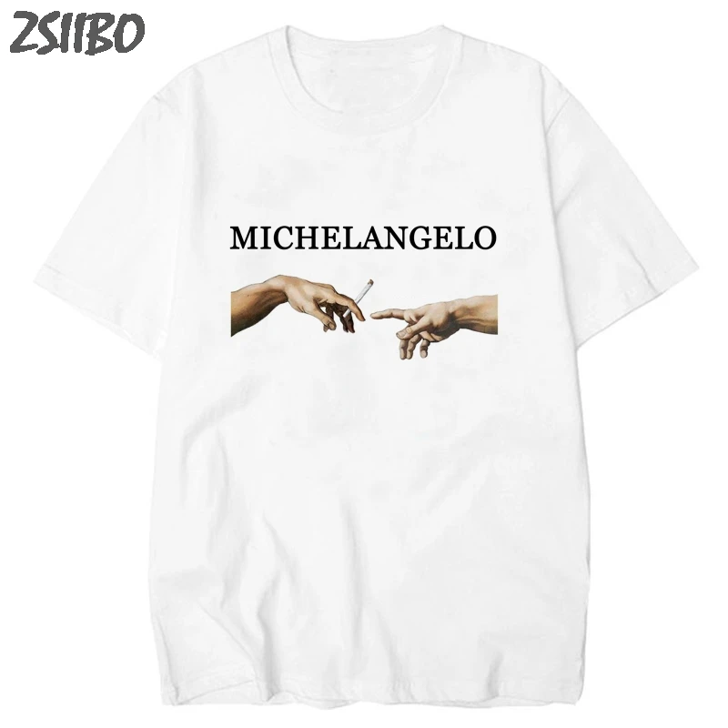 Летняя мужская футболка Мужская с надписью You Look Like Heaven and I Felt Hell Michaelangelo the Last
