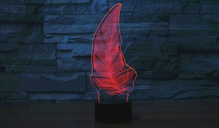 [Seven Neon] Бесплатная доставка акриловая настольная лампа в форме пера 7 цветов 3D