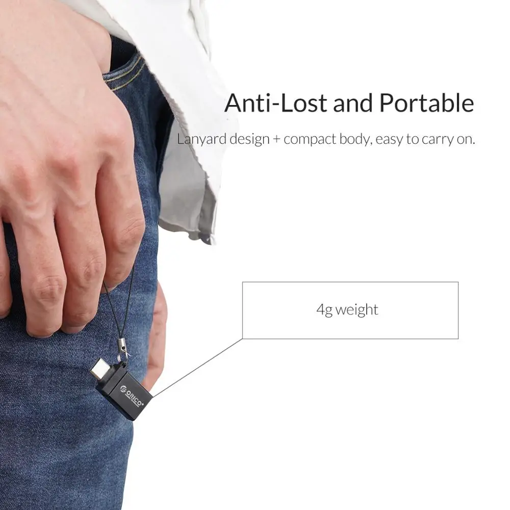 Адаптер ORICO OTG Type C (M) к USB 3 0 (F) Конвертор USB3.0 5Gpbs скорость передачи анти потерянный