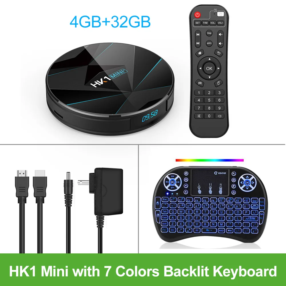 4G32G Backlit keyboa HK1 Мини плюс Android 9,0 Смарт ТВ коробка 4 ГБ ОЗУ 64 Гб Google Voice Rockchip RK3318 1080p 4K 60fps USB3.0 Google Play телеприставка - Цвет: 4G32G Backlit keyboa