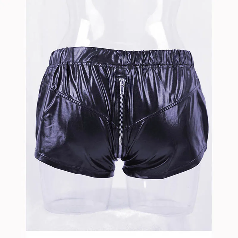 Male Sexy Leather Erotic Fashion Style Underwear High Quality Comfortable Zipper Men Boxer Shorts Vinyl Panties XL-XXXL