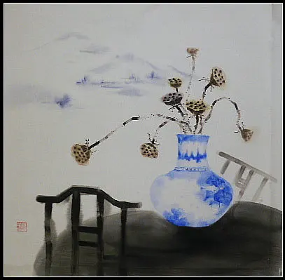 Картина маслом s Новый китайский стиль чернила живопись &quotсиний и белый фарфор