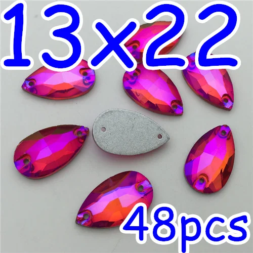 13x22 Drop 48pcs Блестящие Lt Siam красные из цветного стекла кристалл для нашивки каменные капельки слез с плоской основой Rivoli Navette овальные Tri-angle космические швейные стразы - Цвет: 13x22 Drop 48pcs