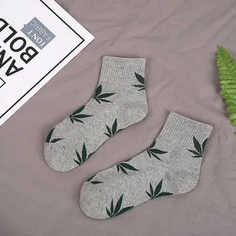 GrayGreen Новые весенне-летние хлопковые носки с листьями в стиле Харадзюку для скейтборда в стиле хип-хоп, женские уличные носки-башмачки для девочек, забавные носки - Цвет: GrayGreen