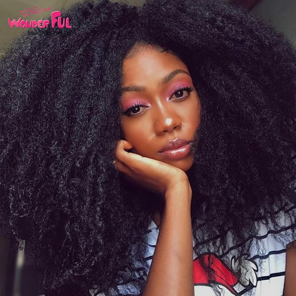 Бразильские афро курчавые объемные волосы 100% Remy человеческие для плетения без